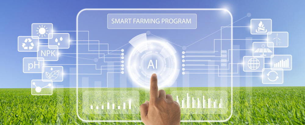Man touching 'AI' in the screen - How AI is Transforming the Agriculture Industry
