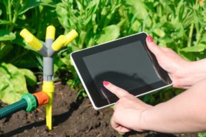woman using a smart irrigation system in a tablet - Why Every Farm Should be Considering a Smart Irrigation System